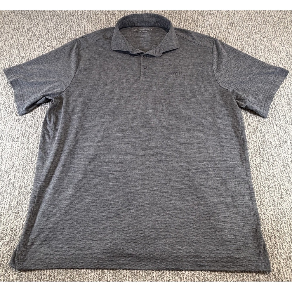 Travis‎ Mathew Golf Polo Shirt Mens XXL Gray Stretch Performance Breathable Logo